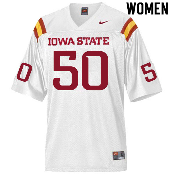 Women #50 Logan Otting Iowa State Cyclones College Football Jerseys Sale-White - Click Image to Close